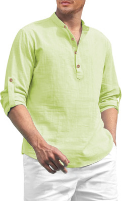 UNIFAV Men Solid Straight Kurta(Green)