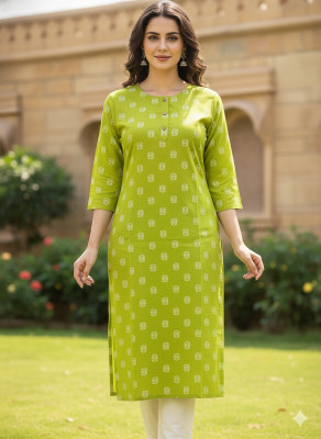 Saka Designs Women Printed Straight Kurta(Green)
