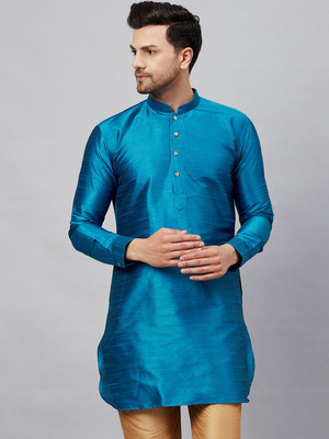 VM Men Self Design A-line Kurta(Green)