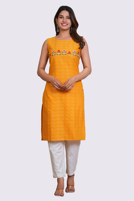LABANIYA Women Printed Straight Kurta(Yellow)