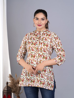 Tanisha Women Printed Straight Kurta(White)