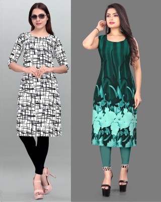 tanvi creation Women Printed A-line Kurta(Green, White)