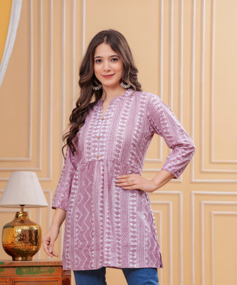 SITAFAB Women Printed Flared Kurta(Multicolor)