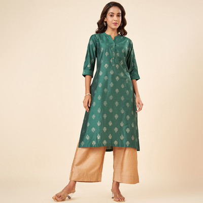 Rangmanch by Pantaloons Women Dyed/Ombre Ethnic Dress Kurta(Green)