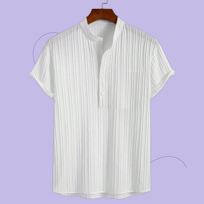 Look Trendy Men Self Design Straight Kurta(White)