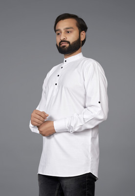 Mensfield Men Solid Straight Kurta(White)