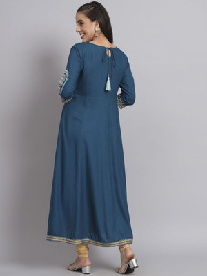 ANOUK Women Embroidered Anarkali Kurta(Blue)