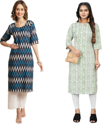 HouseOfCommon Women Printed Straight Kurta(Multicolor)