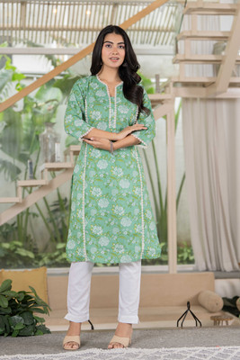 FASHDHUN Women Printed Straight Kurta(Multicolor)