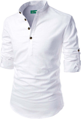 VIMASUTI Men Solid A-line Kurta(White)