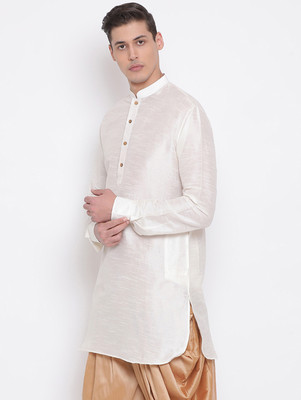 VASTRAMAY Men Solid Pathani Kurta(Beige)