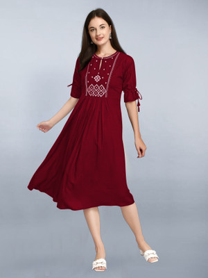 Sintona's Brand Women Embroidered Anarkali Kurta(Maroon)