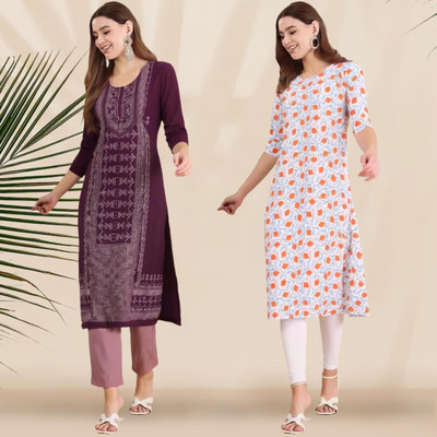 1 Stop Fashion Women Printed Straight Kurta(Multicolor)