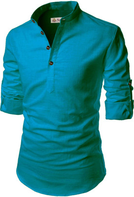 Navkanj Men Solid A-line Kurta(Green)