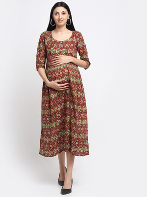 VARICOS Women Printed A-line Kurta(Maroon)