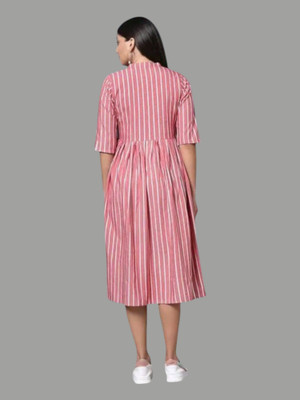 Houseofcommonv Women Printed A-line Kurta(Pink)