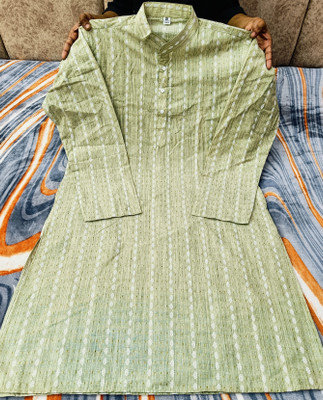 Jashna Men Printed Straight Kurta(Green)
