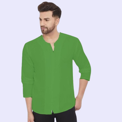 ZAKOD Men Solid Straight Kurta(Green)