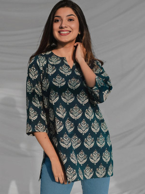 NAVYANKAA Casual Printed Women Blue Top