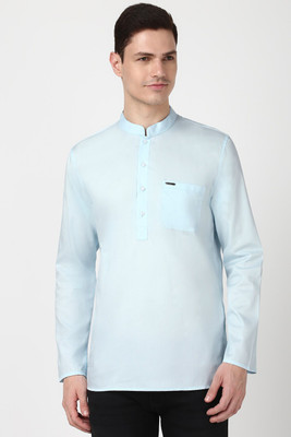 PETER ENGLAND Men Solid Straight Kurta(Blue)