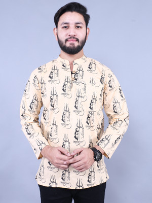 Mahadev Collections Men Printed Ethnic Dress Kurta(Brown)