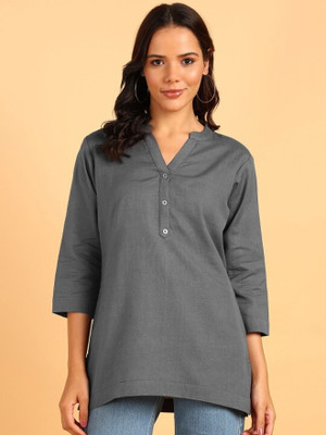 Chahat Gartex Women Self Design Straight Kurta(Grey)