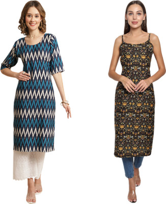 HouseOfCommon Women Printed Straight Kurta(Multicolor)