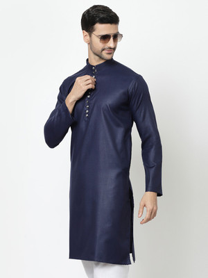 UNIQLOOT Men Solid Straight Kurta(Dark Blue)