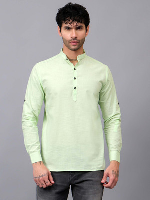 VIMASUTI Men Solid A-line Kurta(Maroon)