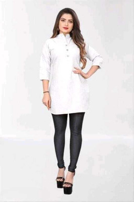 Dhruvi Creation Women Solid A-line Kurta(White)