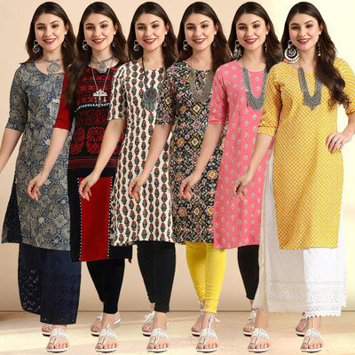 1 Stop Fashion Women Printed A-line Kurta(Multicolor)