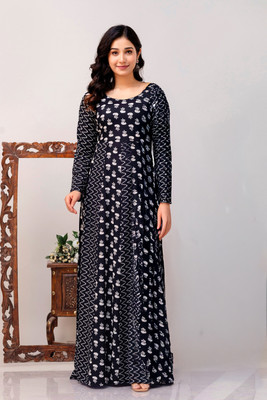 Stylishthreads Women Printed Anarkali Kurta(Black)
