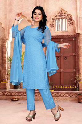 PandadiSaree Georgette Embroidered Salwar Suit Material