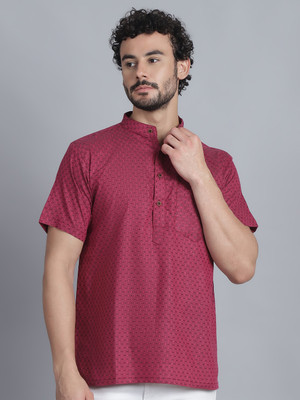 Enchanted Drapes Women Striped Straight Kurta(Pink)