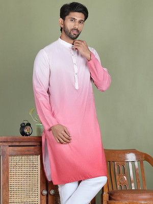 Jompers Men Solid Straight Kurta(Red)