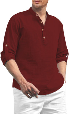 Univibe Men Solid Straight Kurta(Maroon)