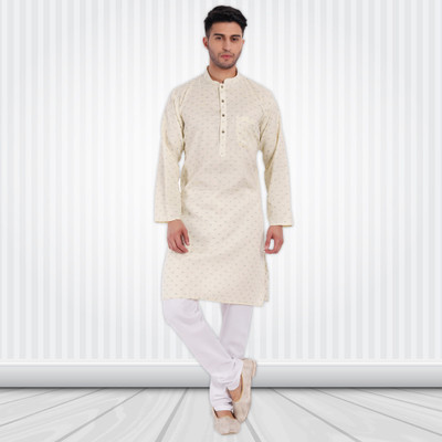 Excent Men Solid Straight Kurta(Beige)