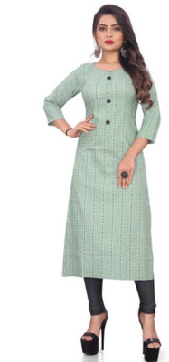 Krishiv Women Printed A-line Kurta(Light Green)