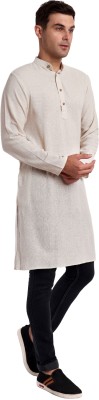 SKAVIJ Men Self Design Straight Kurta(White)