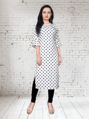 NISHA APEX Women Printed A-line Kurta(White)