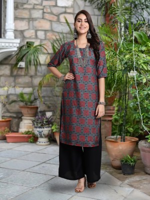 EthnicBasket Women Floral Print Straight Kurta(Multicolor)