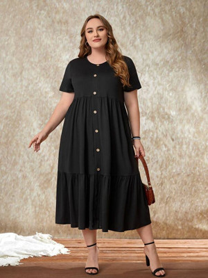 Safoora Creation Women Solid A-line Kurta(Black)