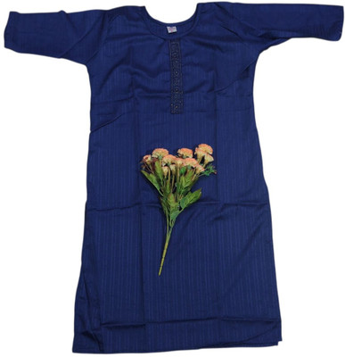 ANNAMALAIYAR TEX Women Solid Straight Kurta(Blue, Orange)