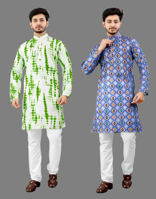 DHASU TRENDZ Men Dyed/Ombre, Printed Straight Kurta(Multicolor)
