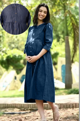 CELEBRAVO Women Solid Flared Kurta(Blue)