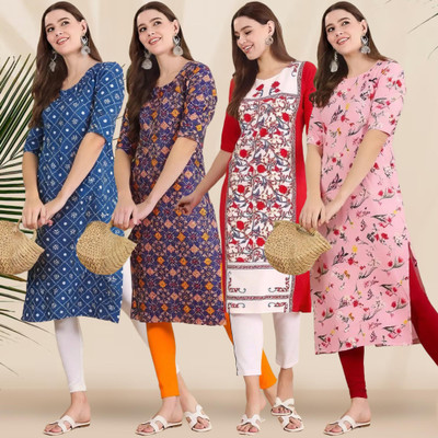 1 Stop Fashion Women Printed A-line Kurta(Multicolor)