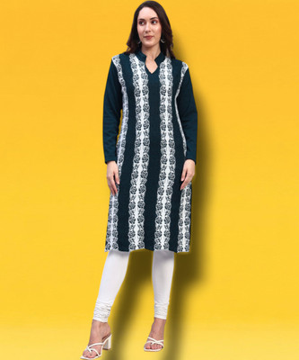 DECANTER Women Self Design Straight Kurta(Blue)