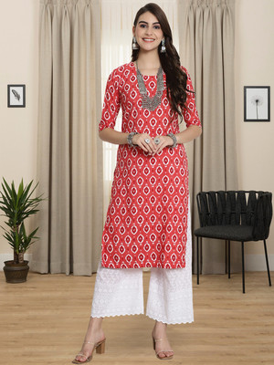 1 Stop Fashion Women Printed A-line Kurta(Pink)