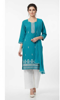 KASMIRRA Embroidered Kurta, Palazzo & Dupatta Set