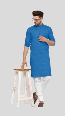 VINAARI Men Solid A-line Kurta(Blue)